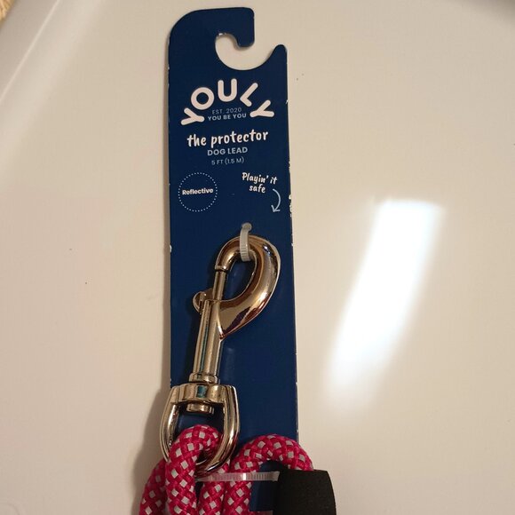 NWT~ YOULY The Protector 5/16" Thick Pink & Gray Reflective Dog Leash 5-ft. Long - Picture 3 of 11